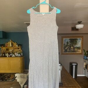 J. Jill Love Linen Asymetrical Maxi Dress size Small - Striped NICE!